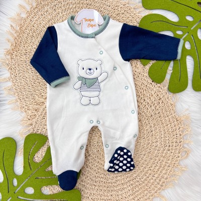 Macacão  Trape Zape - Ursinho de bandana marinho